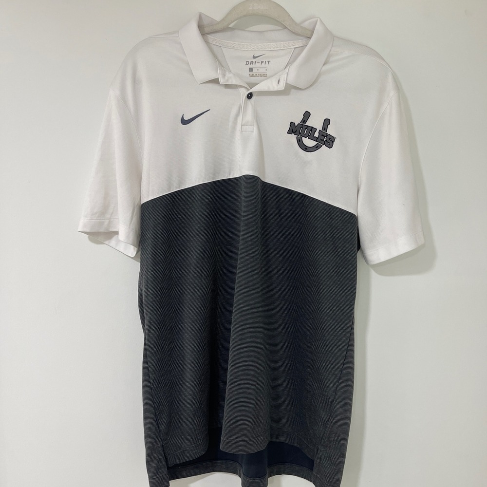Nike Dri-FIT Mules Logo Polo Mens Large White Grey Colorblock | Sporty‎